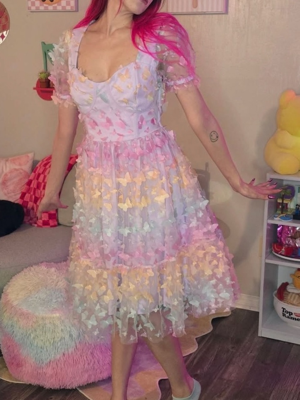Hot Topic Pastel 3D Butterfly Embellished Lavender Kids Dress